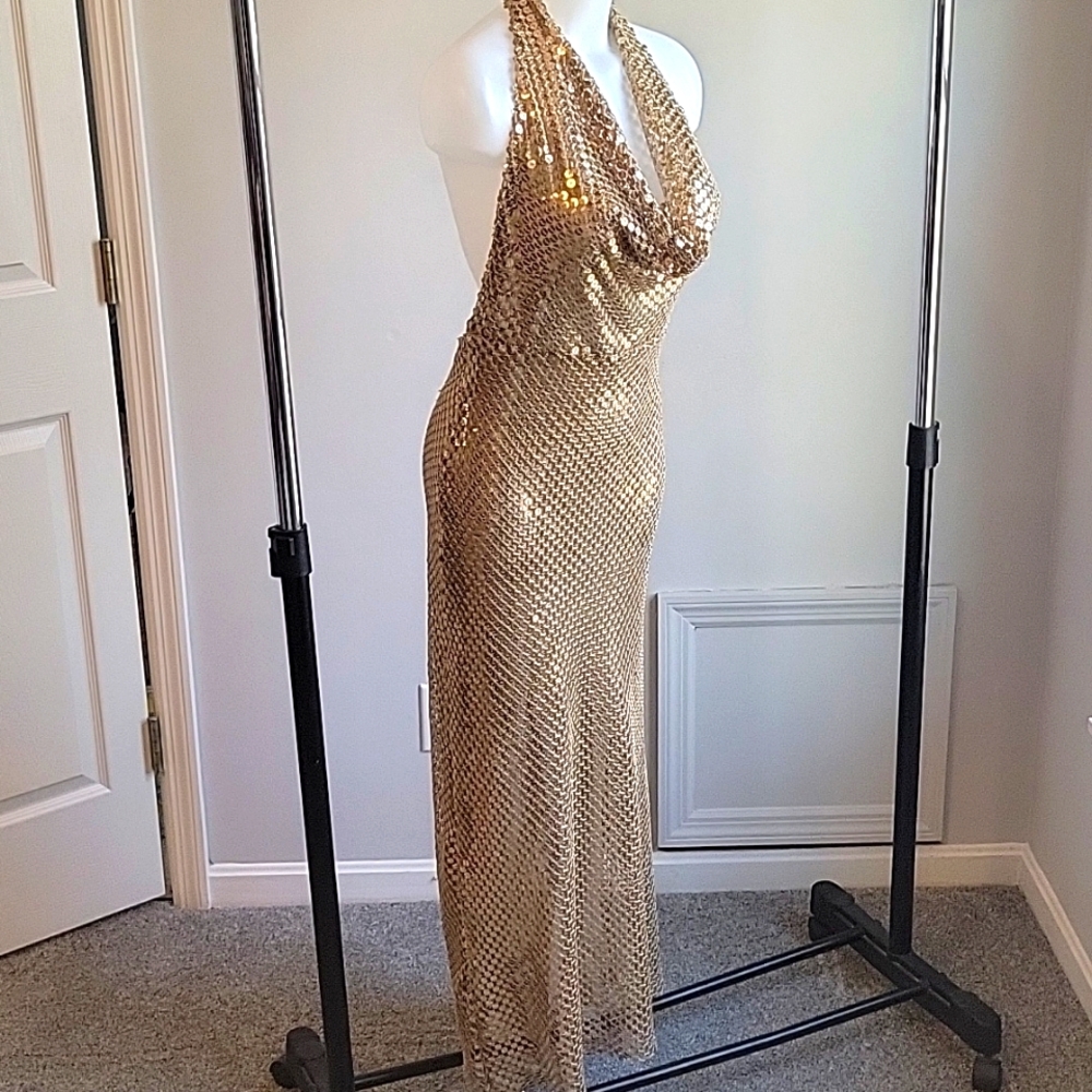 NWT Zara gold mesh slip dress SIZE MEDIUM